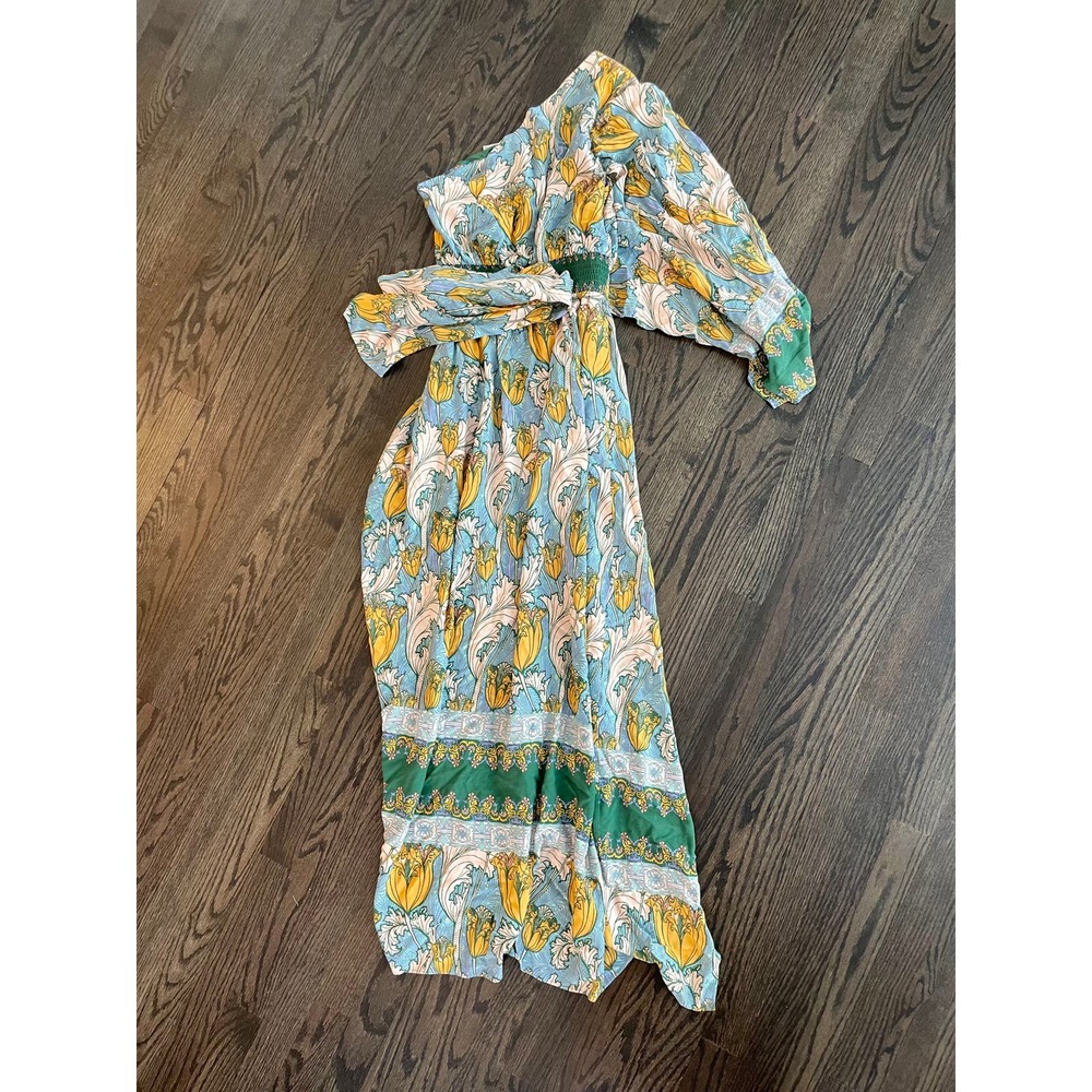 Free People Pardon My French Maxi Wrap Green Patterned Dress XS - Picture 5 of 7